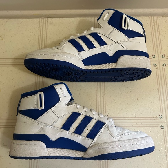 Adidas Men’s Forum Mid Sneaker White Blue - Picture 3 of 5